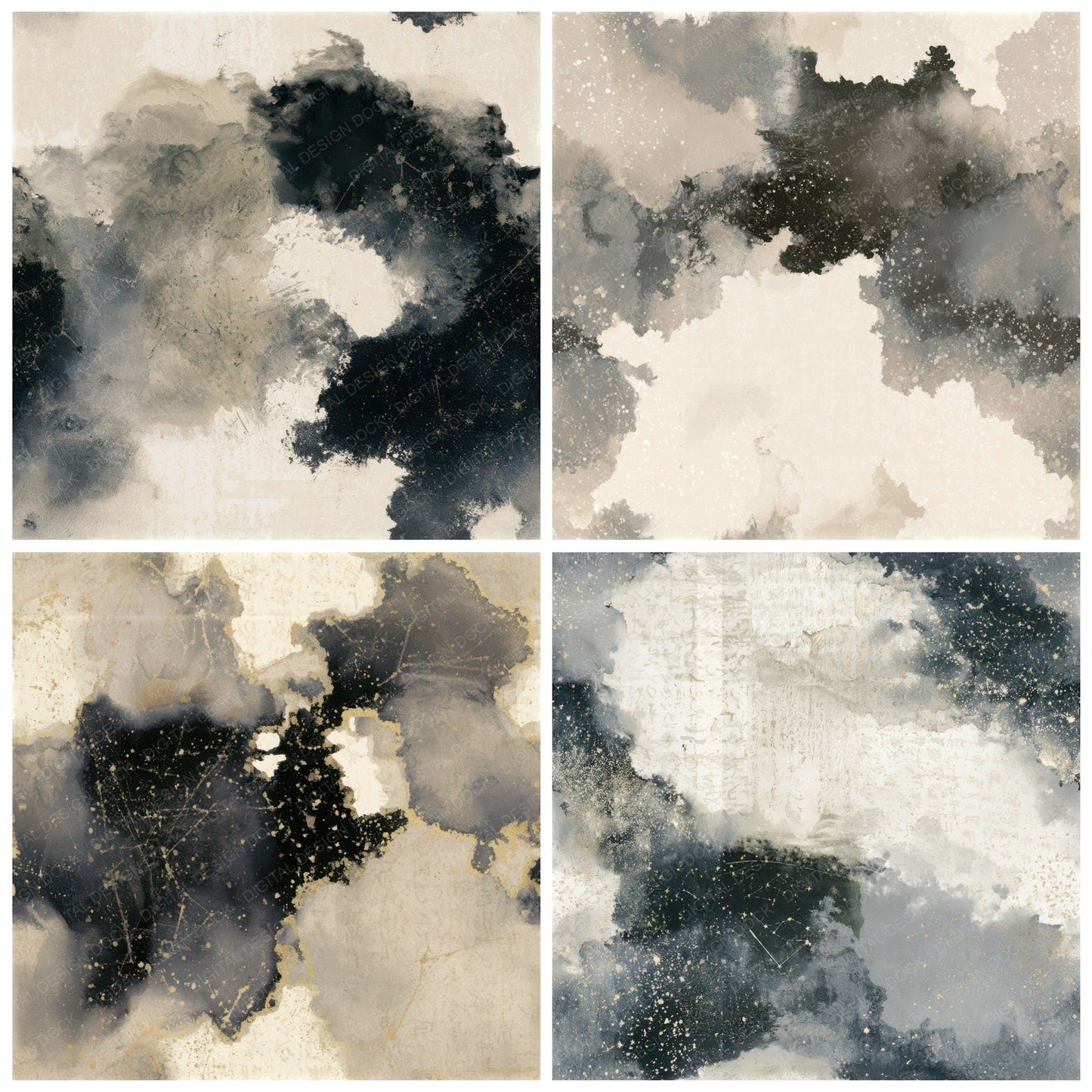 Ink Wash Constellations Oyster Storm Seamless Digital Paper Pack (DDD013878)