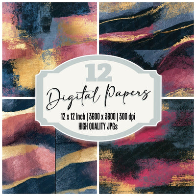 Monoprint Jet Rose Pewter Texture Seamless Digital Paper Pack (DDD013879)