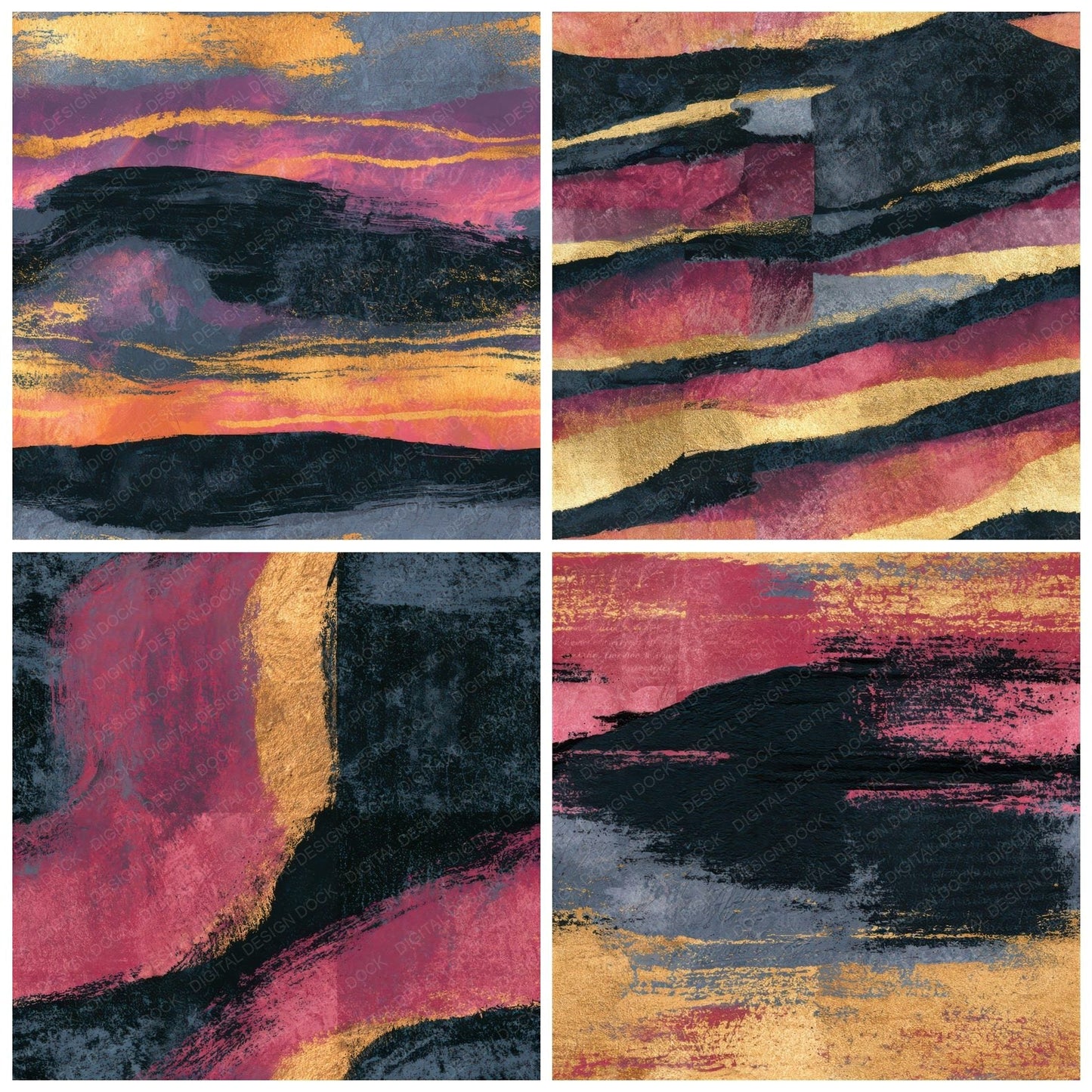 Monoprint Jet Rose Pewter Texture Seamless Digital Paper Pack (DDD013879)