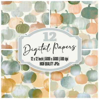 Photogram Pumpkin Sage Primrose Seamless Digital Paper Pack (DDD013880)