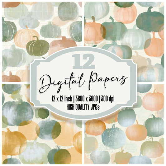 Photogram Pumpkin Sage Primrose Seamless Digital Paper Pack (DDD013880)