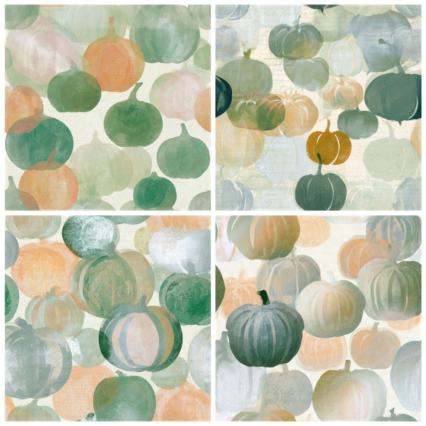 Photogram Pumpkin Sage Primrose Seamless Digital Paper Pack (DDD013880)