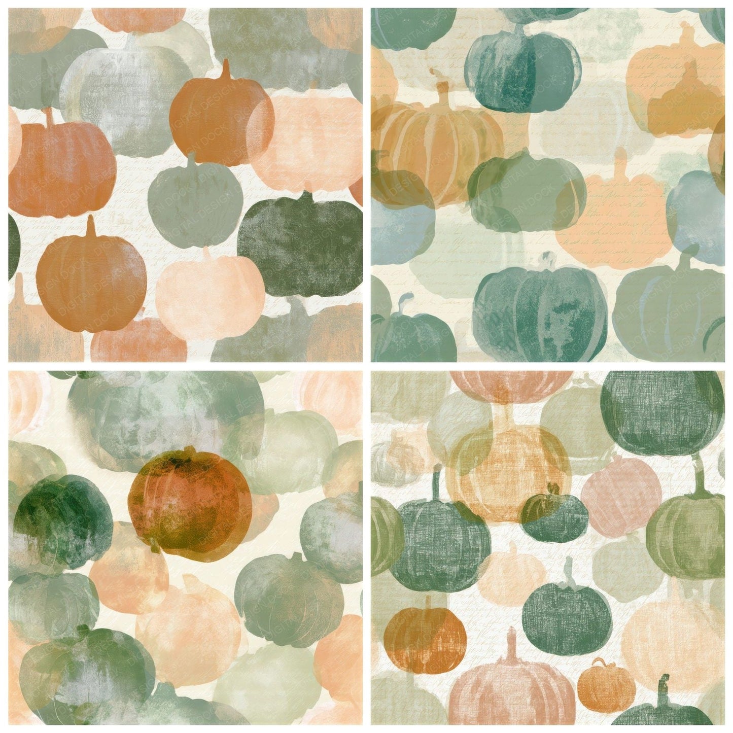 Photogram Pumpkin Sage Primrose Seamless Digital Paper Pack (DDD013880)