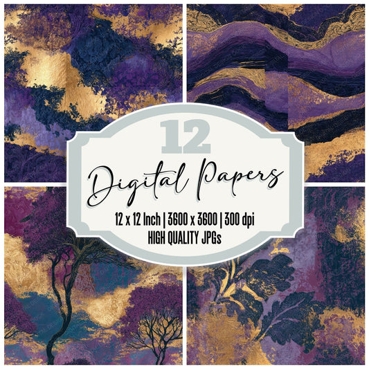 Victorian Mauve Plum Abstract Seamless Digital Paper Pack (DDD013883)
