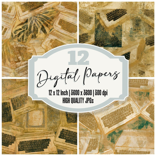 Woodblock Commodore 64 Sepia Seamless Digital Paper Pack (DDD013884)