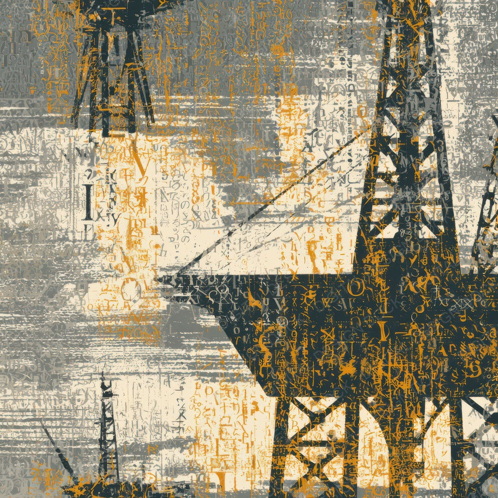 ASCII Oil Rigs Graphite Cream Digital Paper Pack (DDD013885)