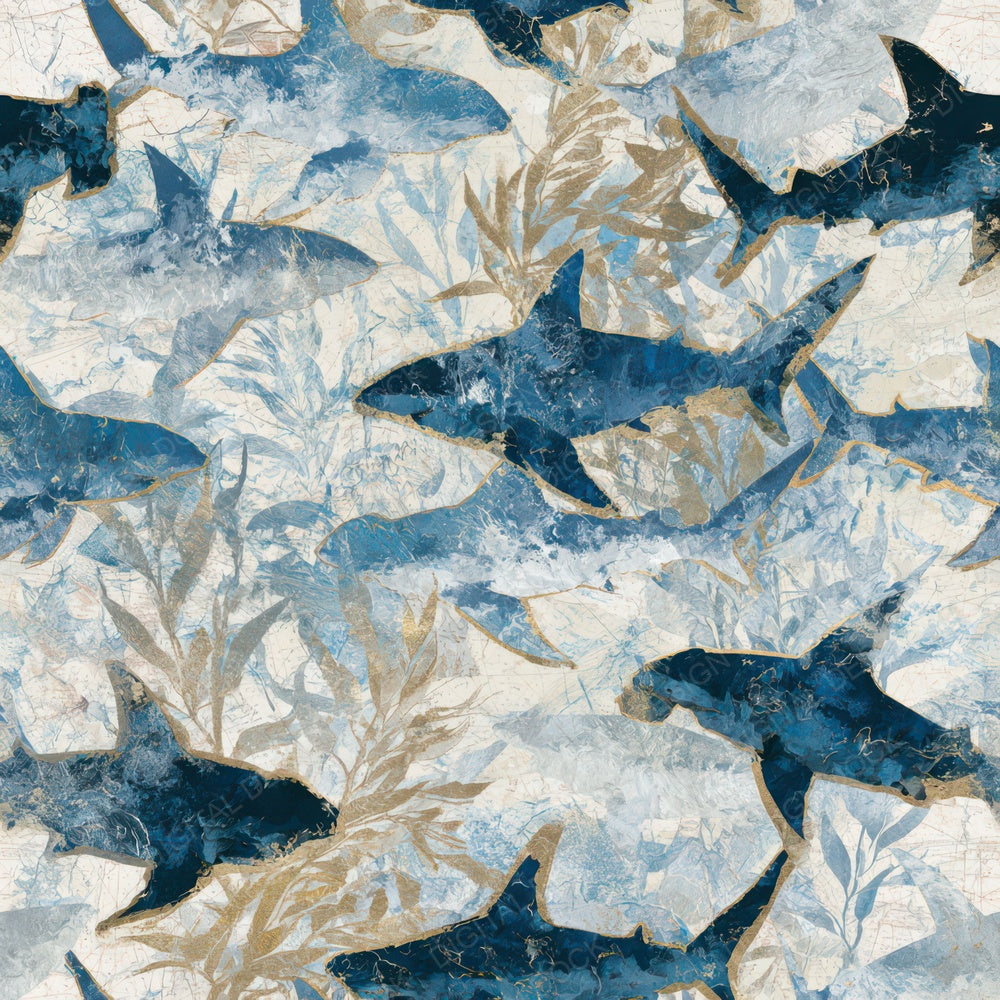 Chinoiserie Shark Kelp Icy Blue Digital Paper Pack (DDD013887)