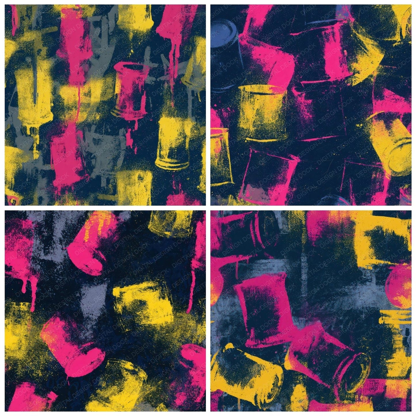 Graffiti Wax Cylinders Pink Yellow Digital Paper Pack (DDD013890)