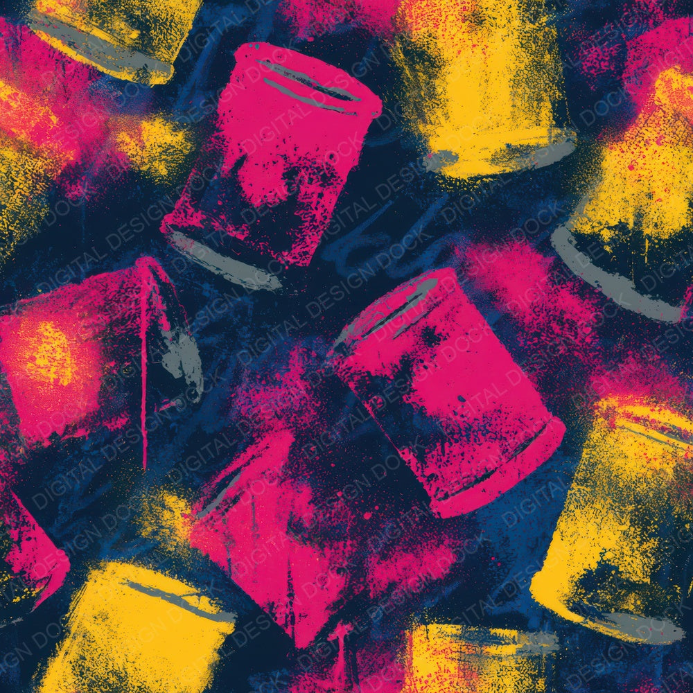 Graffiti Wax Cylinders Pink Yellow Digital Paper Pack (DDD013890)