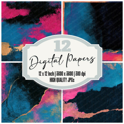 Infrared Pink Cyan Abstract Digital Paper Pack (DDD013891)