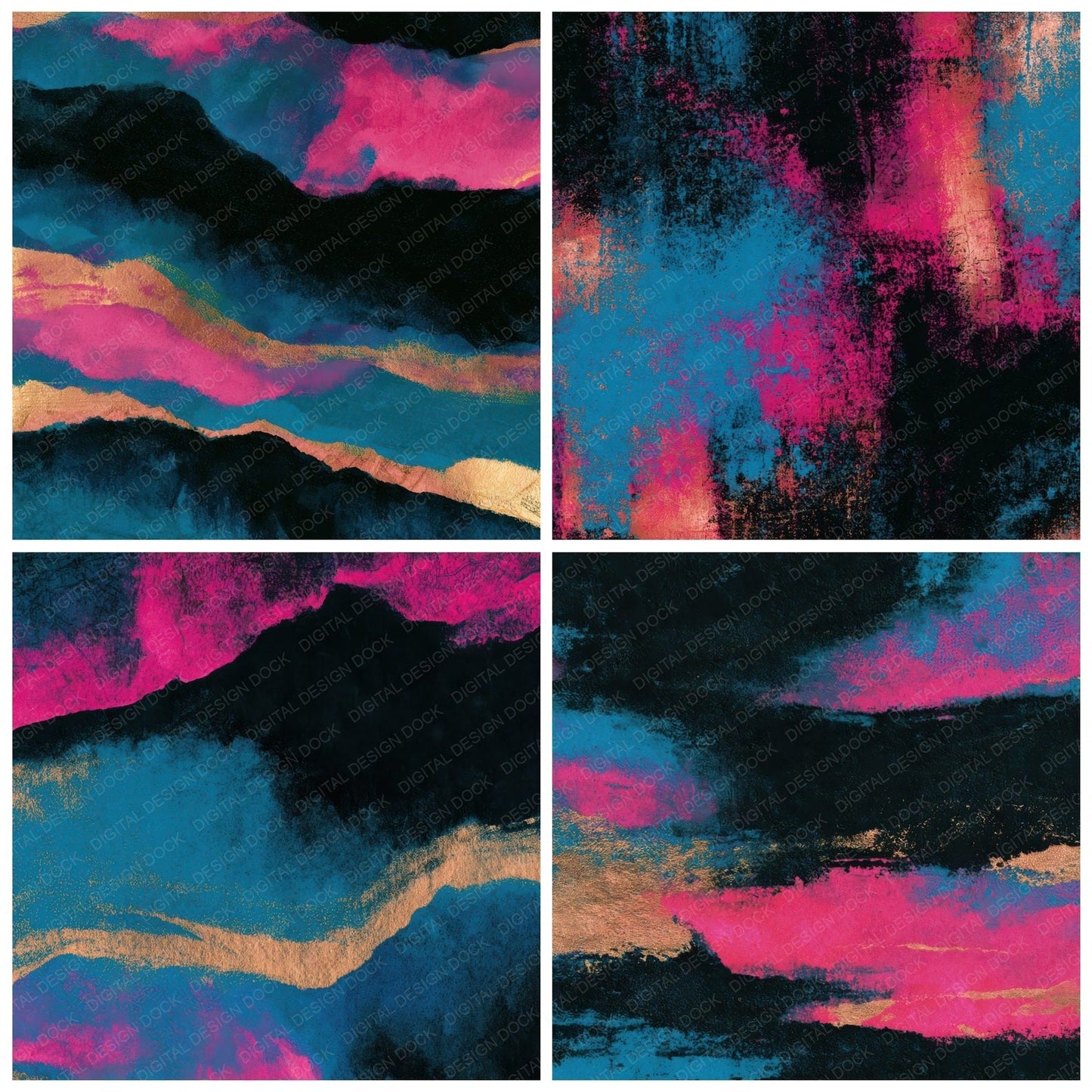 Infrared Pink Cyan Abstract Digital Paper Pack (DDD013891)