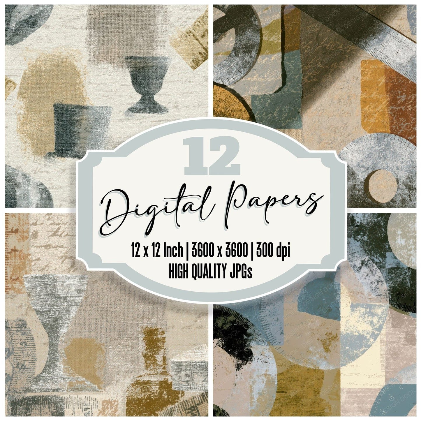 Photogram Tape Measures Oat Linen Digital Paper Pack (DDD013894)