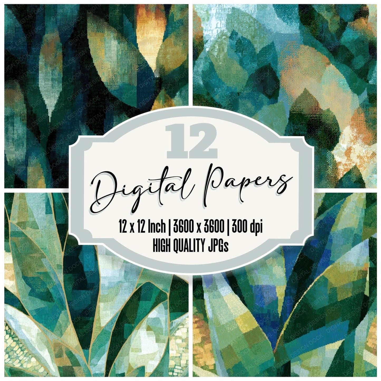 Pixel Corn Cobs Mint Jade Digital Paper Pack (DDD013895)