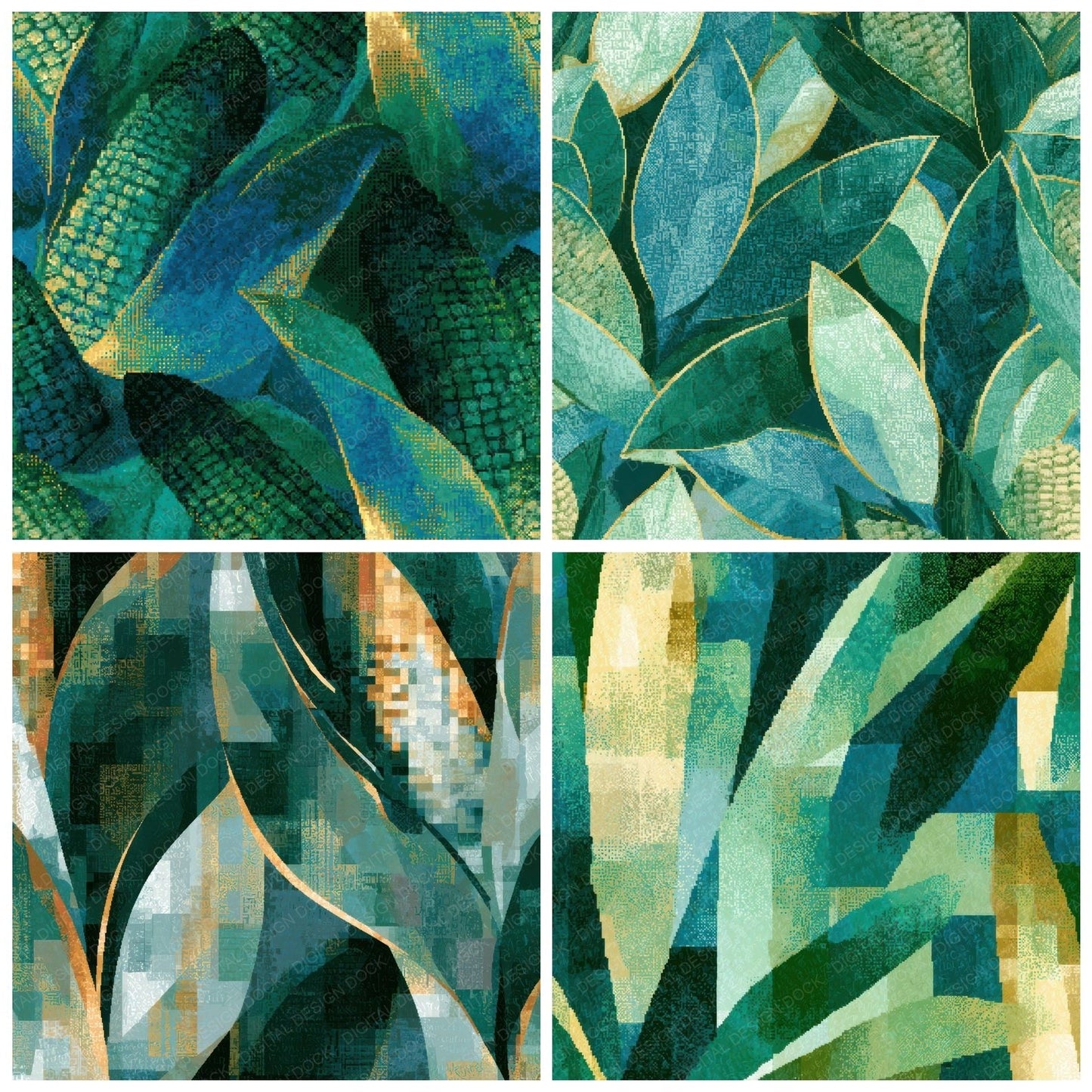 Pixel Corn Cobs Mint Jade Digital Paper Pack (DDD013895)