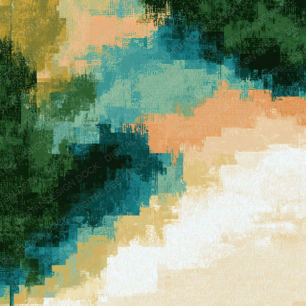 Pixel Olive Peach Turquoise Abstract Digital Paper Pack (DDD013896)