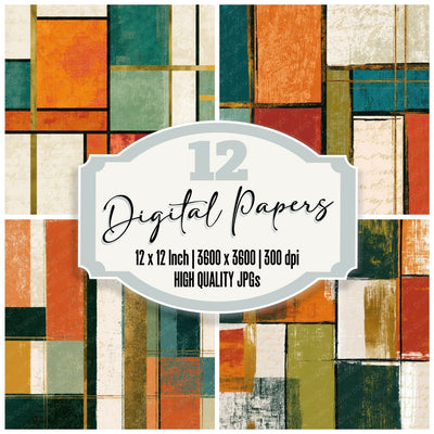 Pop Art Apricot Pistachio Abstract Digital Paper Pack (DDD013897)