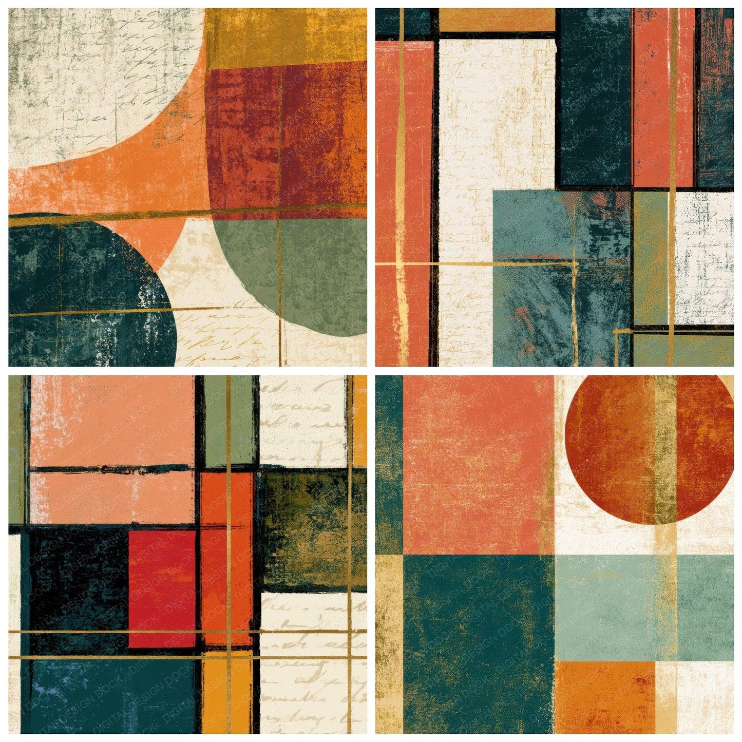 Pop Art Apricot Pistachio Abstract Digital Paper Pack (DDD013897)