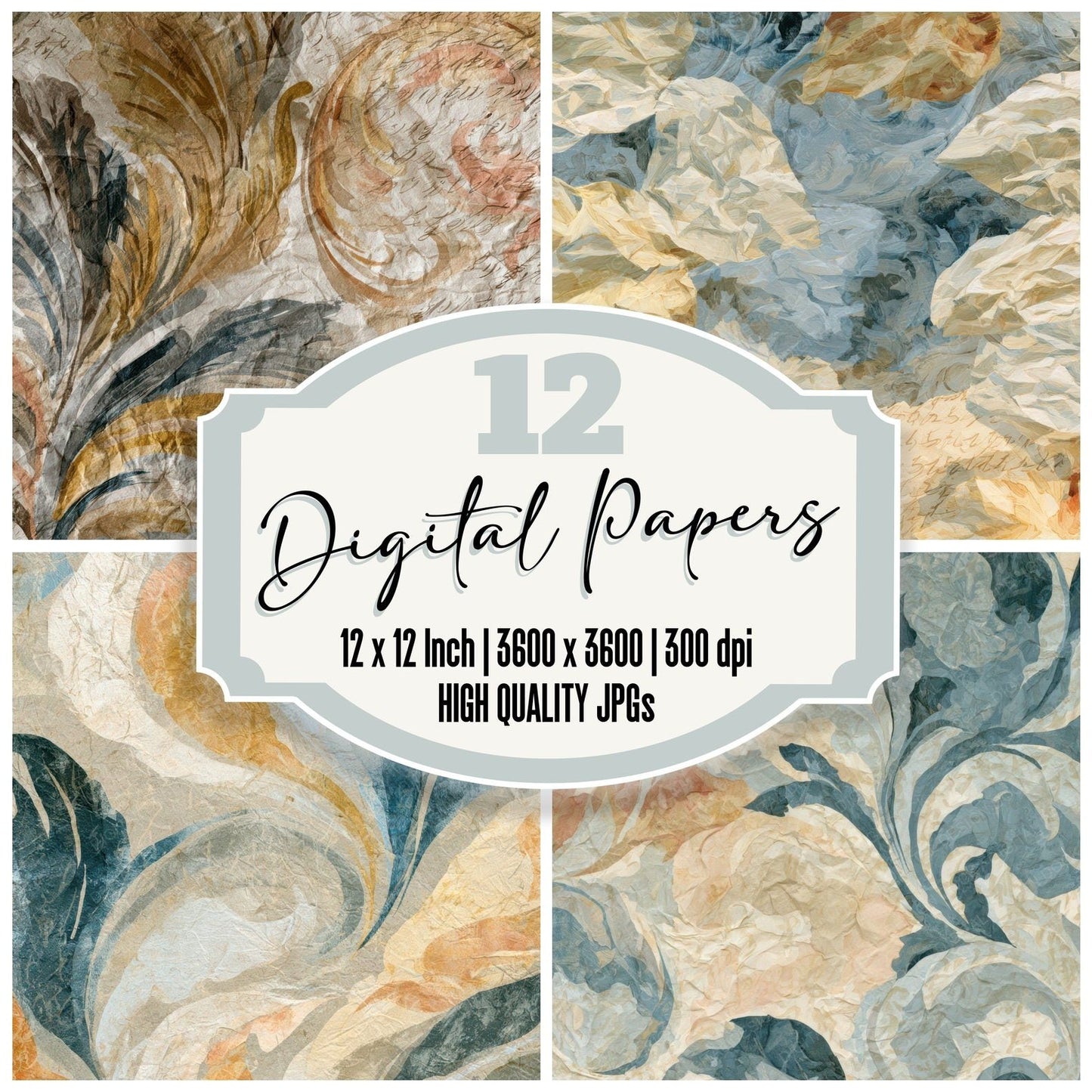 Rococo Crumpled Paper Oat Linen Digital Paper Pack (DDD013898)