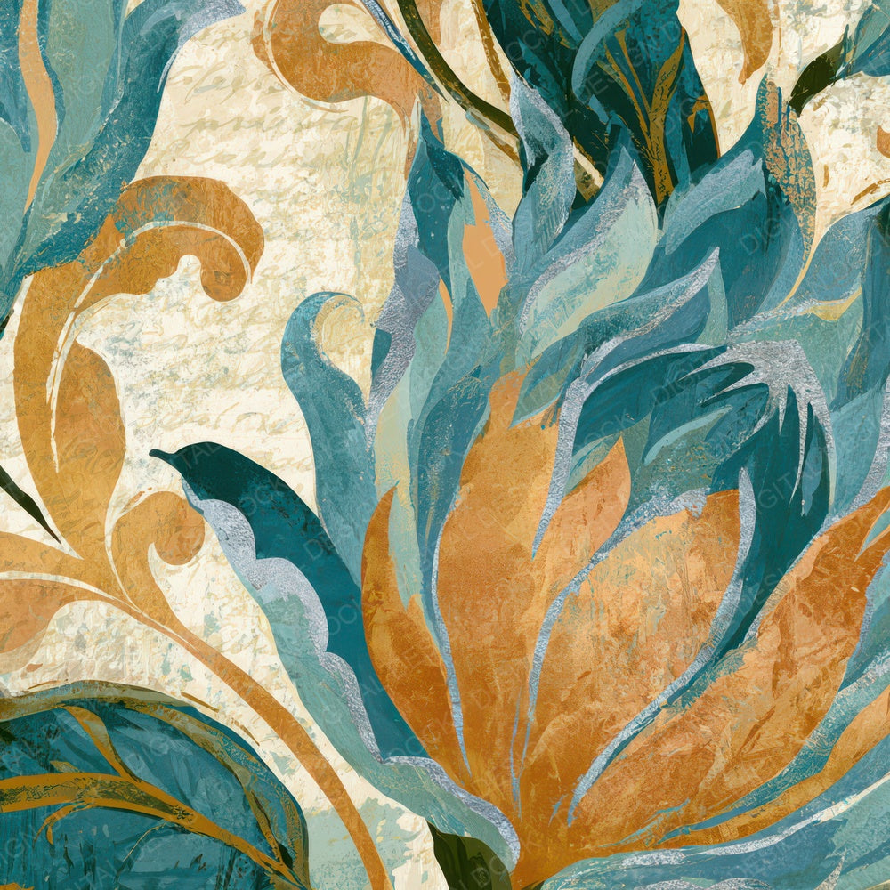 Rococo Protea Mint Gold Digital Paper Pack (DDD013900)