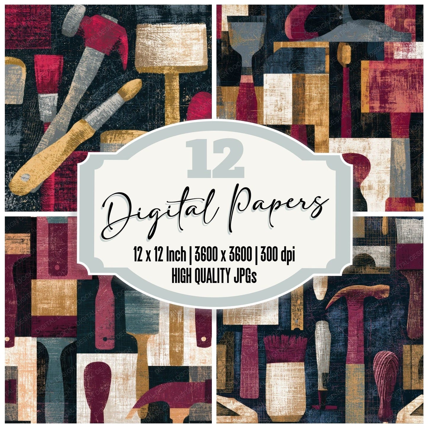 Scratchboard Tools Garnet Ivory Digital Paper Pack (DDD013901)