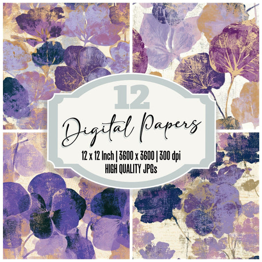 Screenprint Violets Lilac Mauve Seamless Digital Paper Pack (DDD013902)