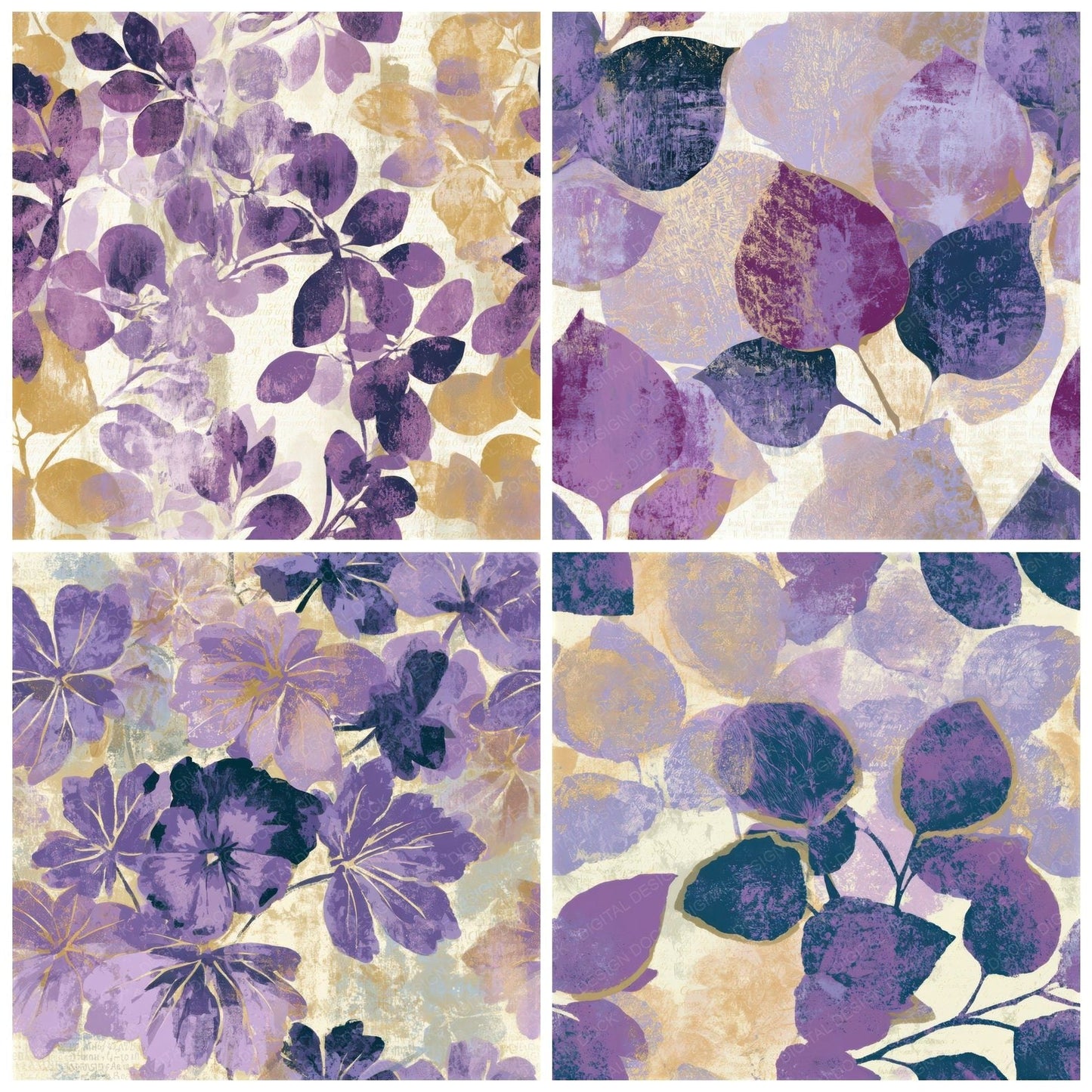 Screenprint Violets Lilac Mauve Seamless Digital Paper Pack (DDD013902)