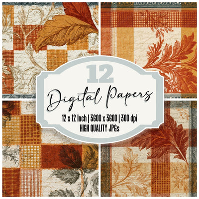 Victorian Gingham Rust Ochre Digital Paper Pack (DDD013904)