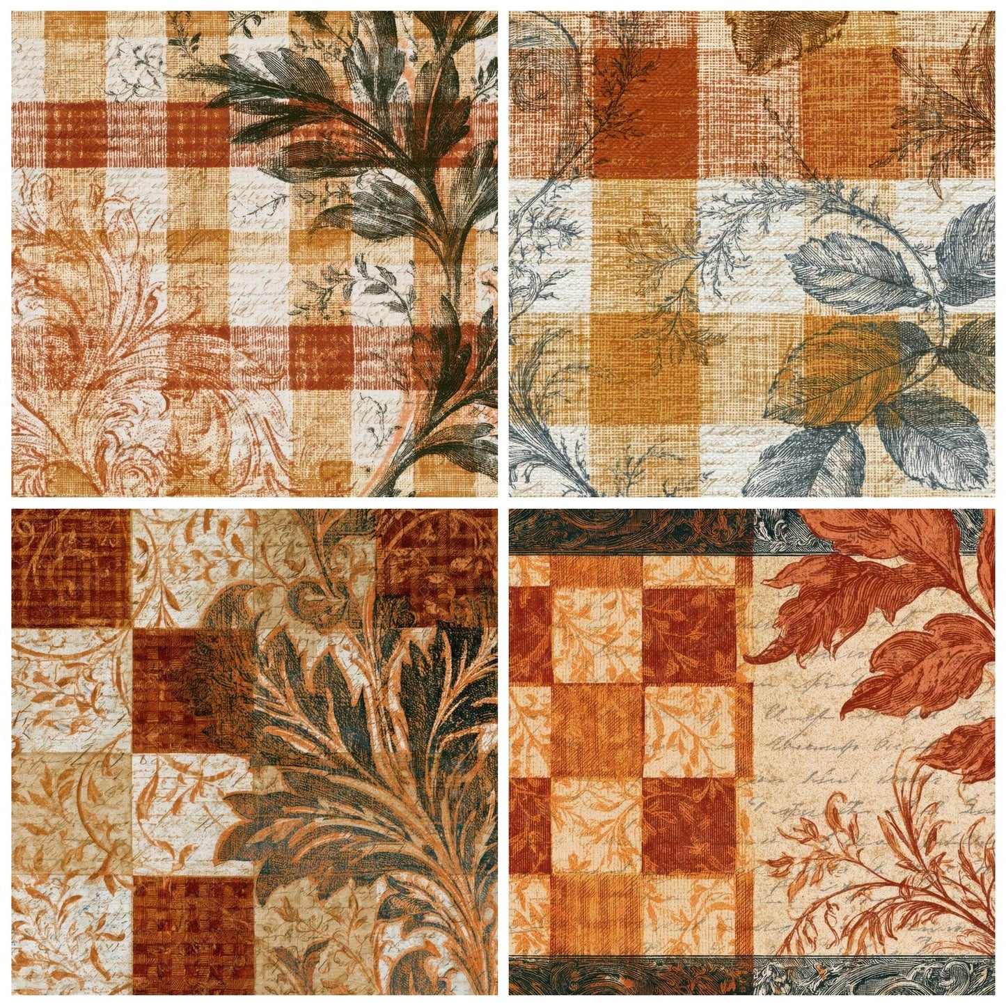 Victorian Gingham Rust Ochre Digital Paper Pack (DDD013904)