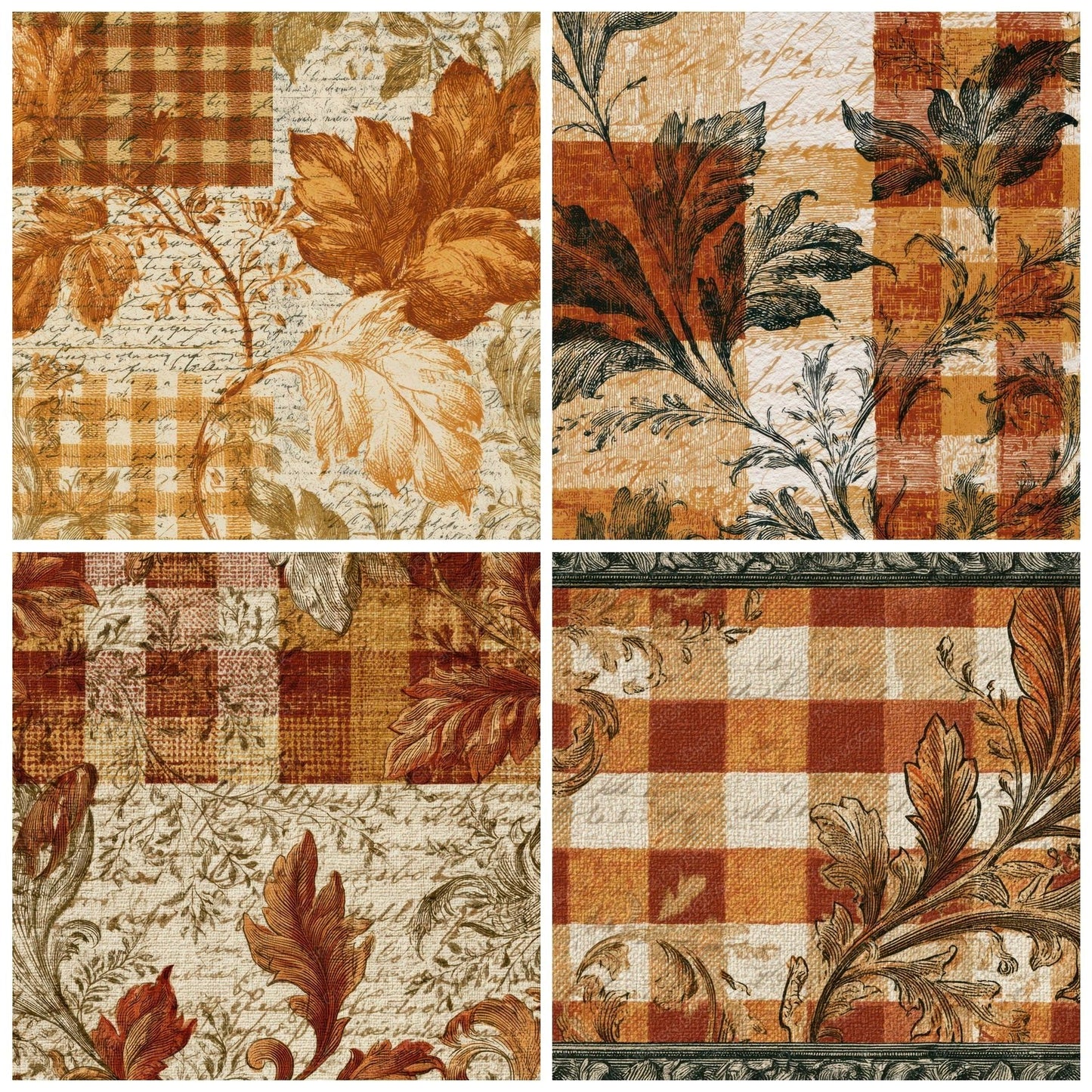 Victorian Gingham Rust Ochre Digital Paper Pack (DDD013904)