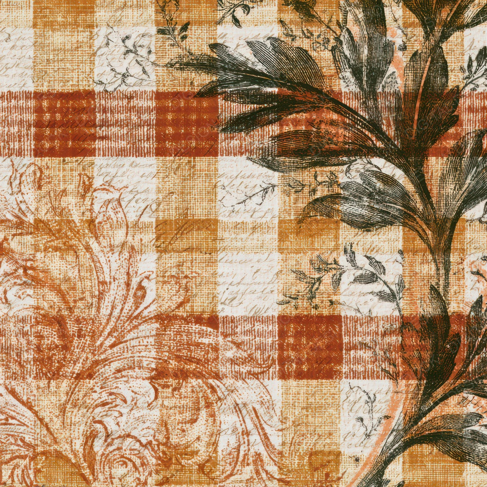Victorian Gingham Rust Ochre Digital Paper Pack (DDD013904)