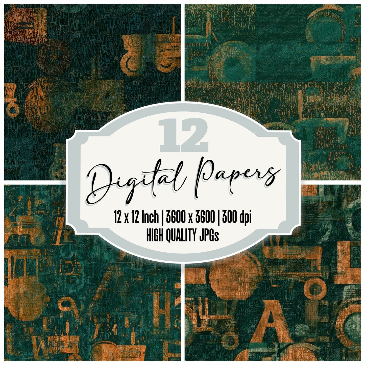 ASCII Tractor Jade Copper Digital Paper Pack (DDD013905)