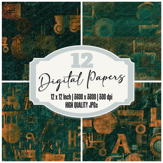 ASCII Tractor Jade Copper Digital Paper Pack (DDD013905)