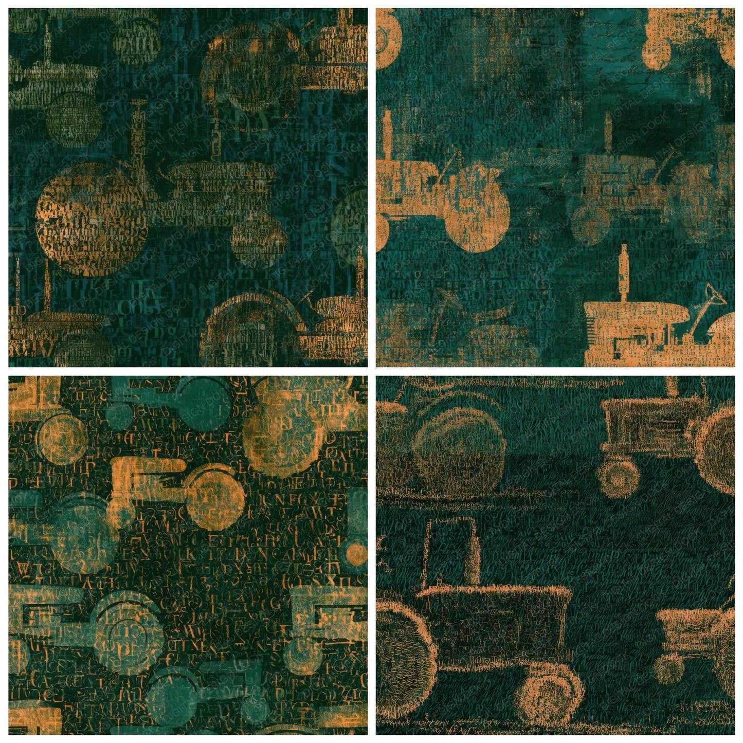 ASCII Tractor Jade Copper Digital Paper Pack (DDD013905)