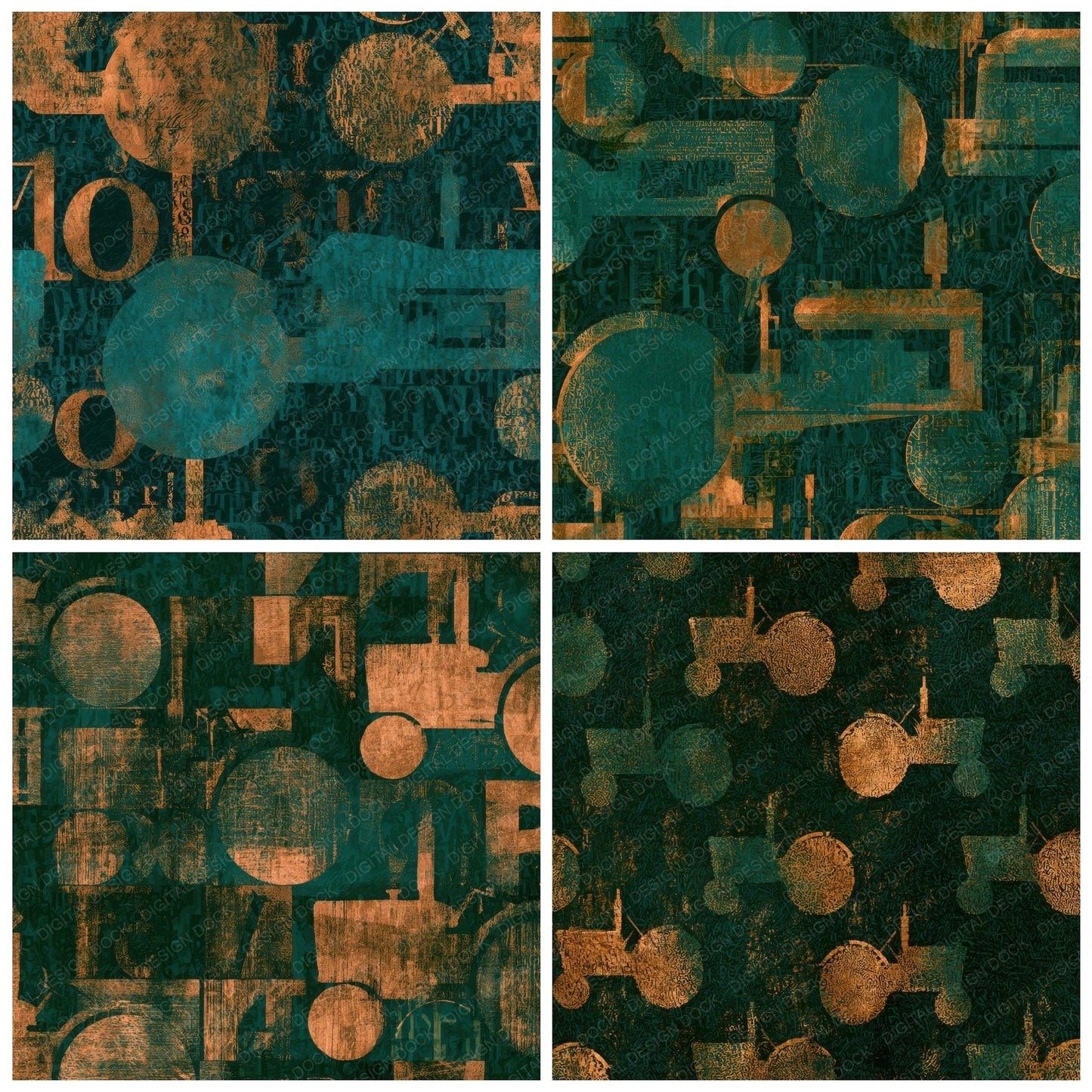 ASCII Tractor Jade Copper Digital Paper Pack (DDD013905)