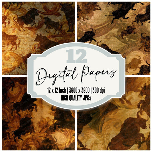 Baroque Minotaur Amber Cream Digital Paper Pack (DDD013906)