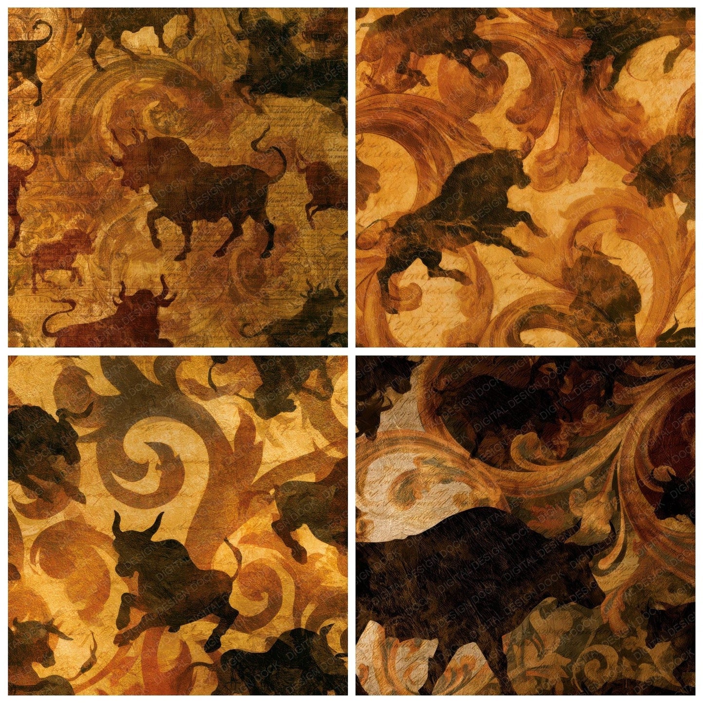Baroque Minotaur Amber Cream Digital Paper Pack (DDD013906)