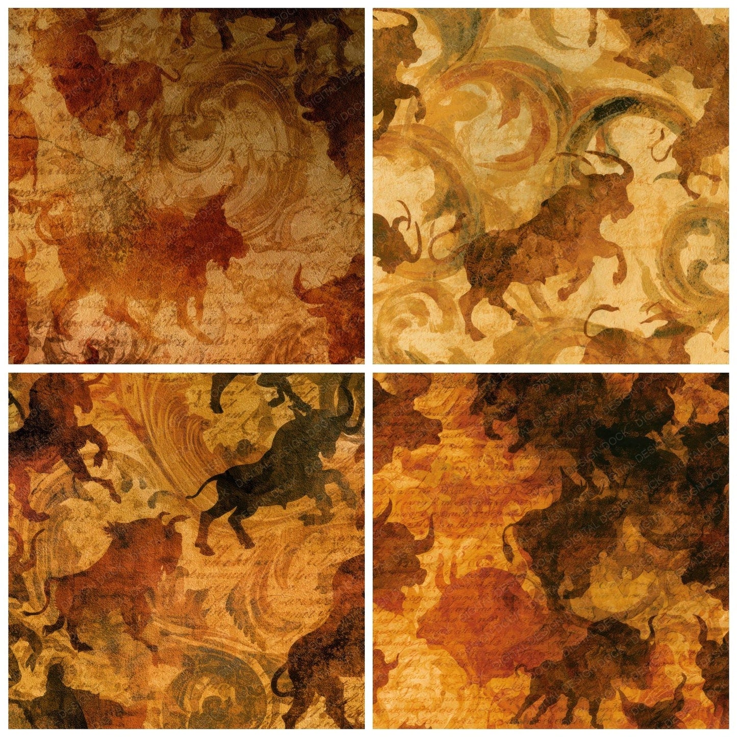 Baroque Minotaur Amber Cream Digital Paper Pack (DDD013906)