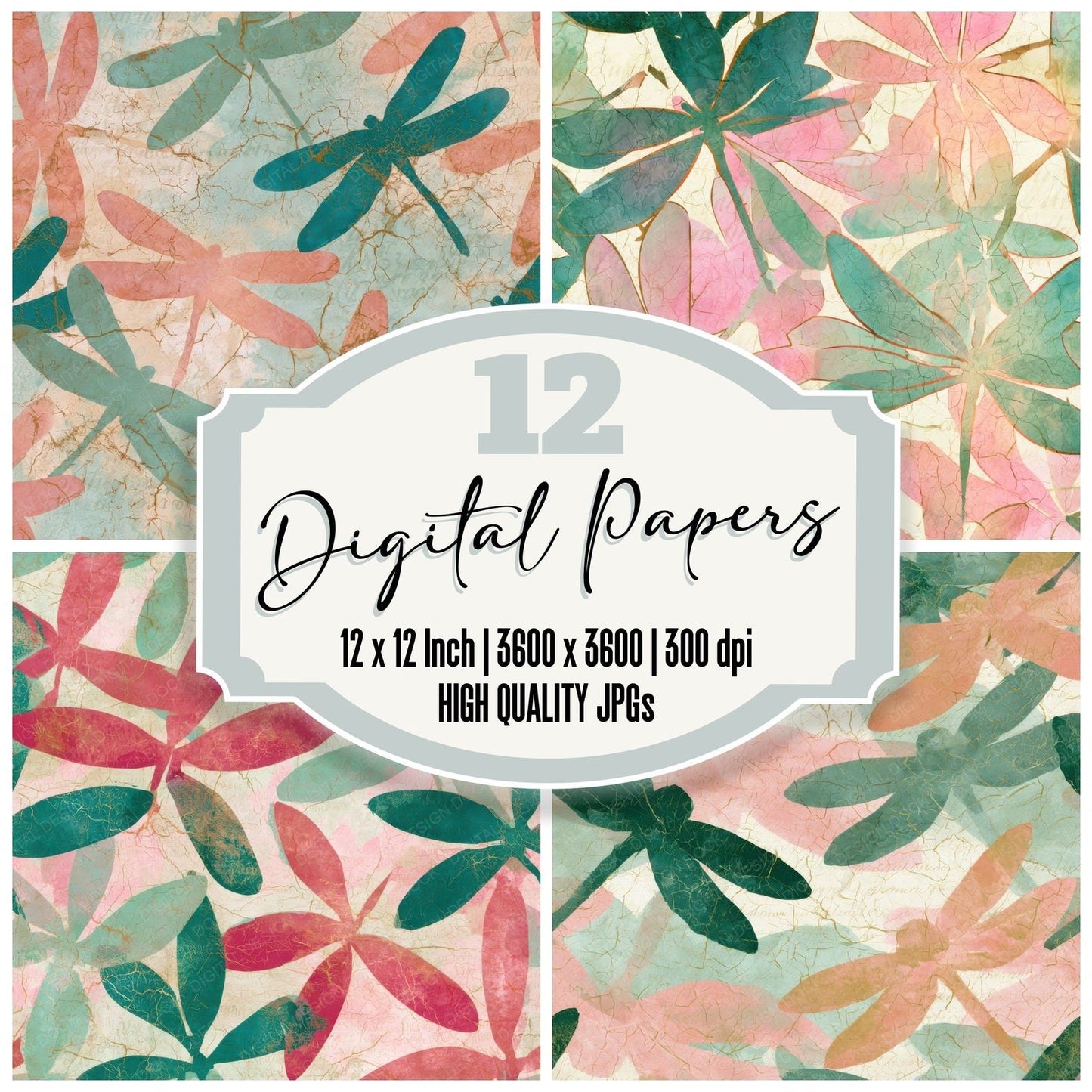 Batik Propellers Cotton Candy Mint Digital Paper Pack (DDD013908)