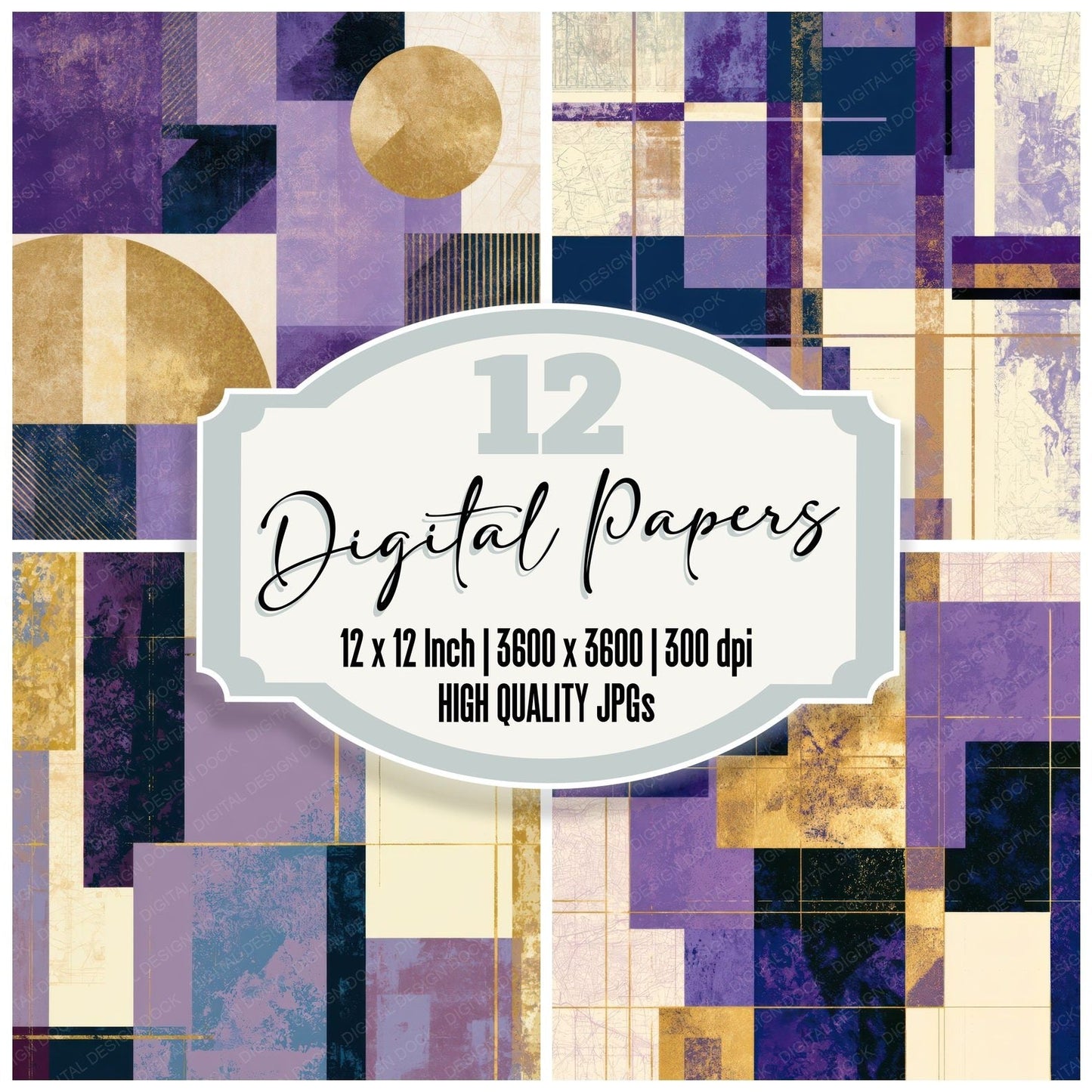 Bauhaus Lavender Cream Abstract Digital Paper Pack (DDD013909)