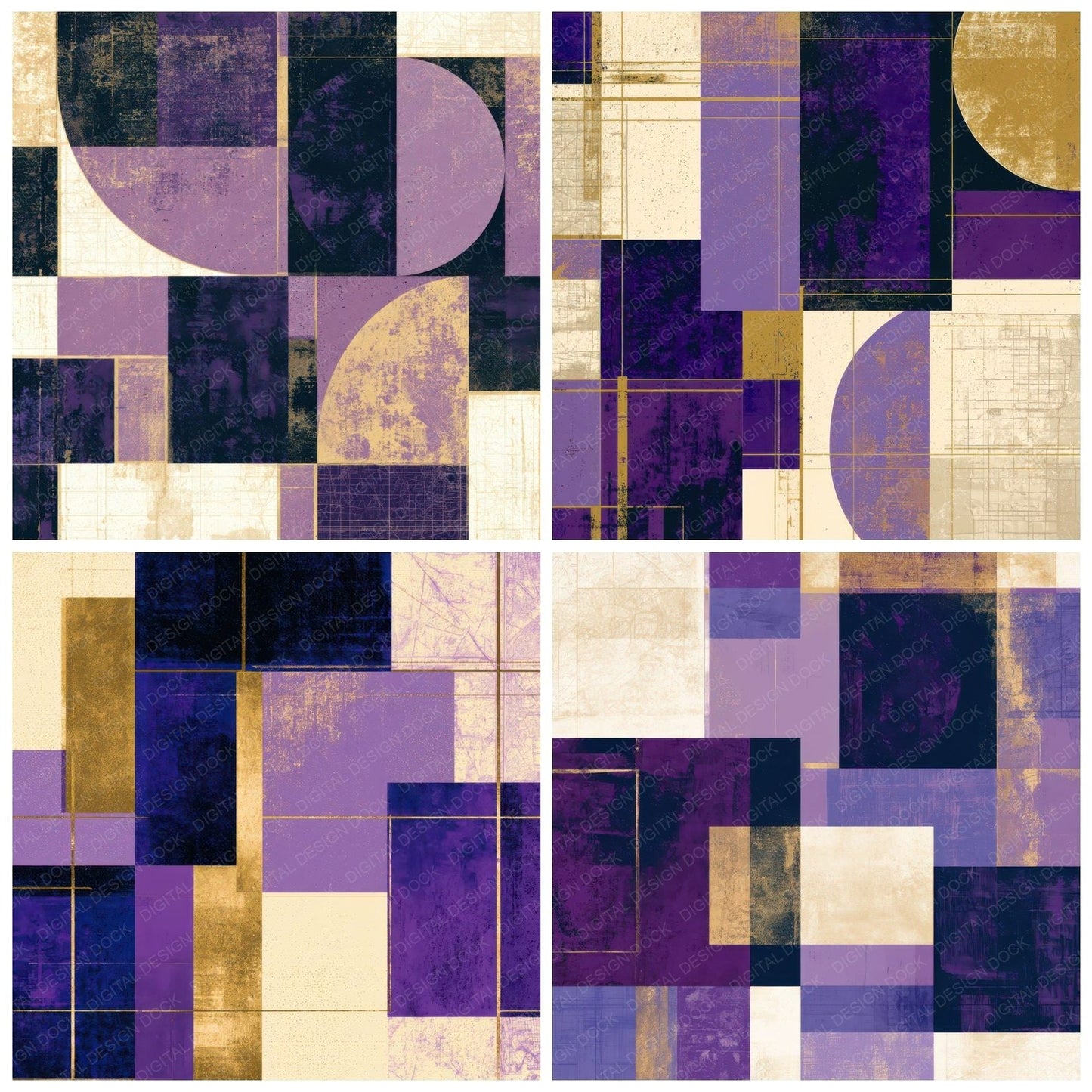 Bauhaus Lavender Cream Abstract Digital Paper Pack (DDD013909)