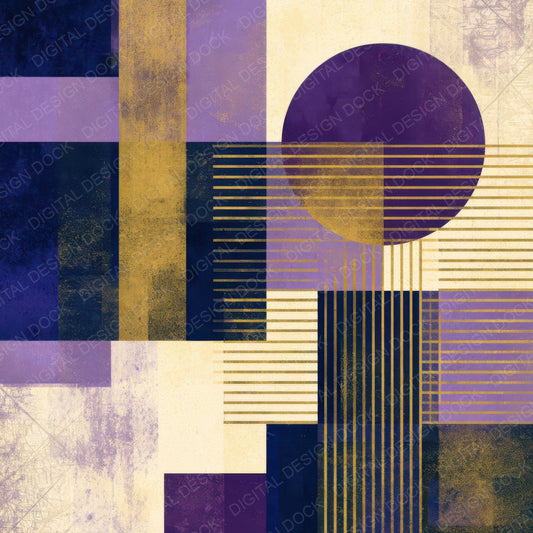 Bauhaus Lavender Cream Abstract Digital Paper Pack (DDD013909)
