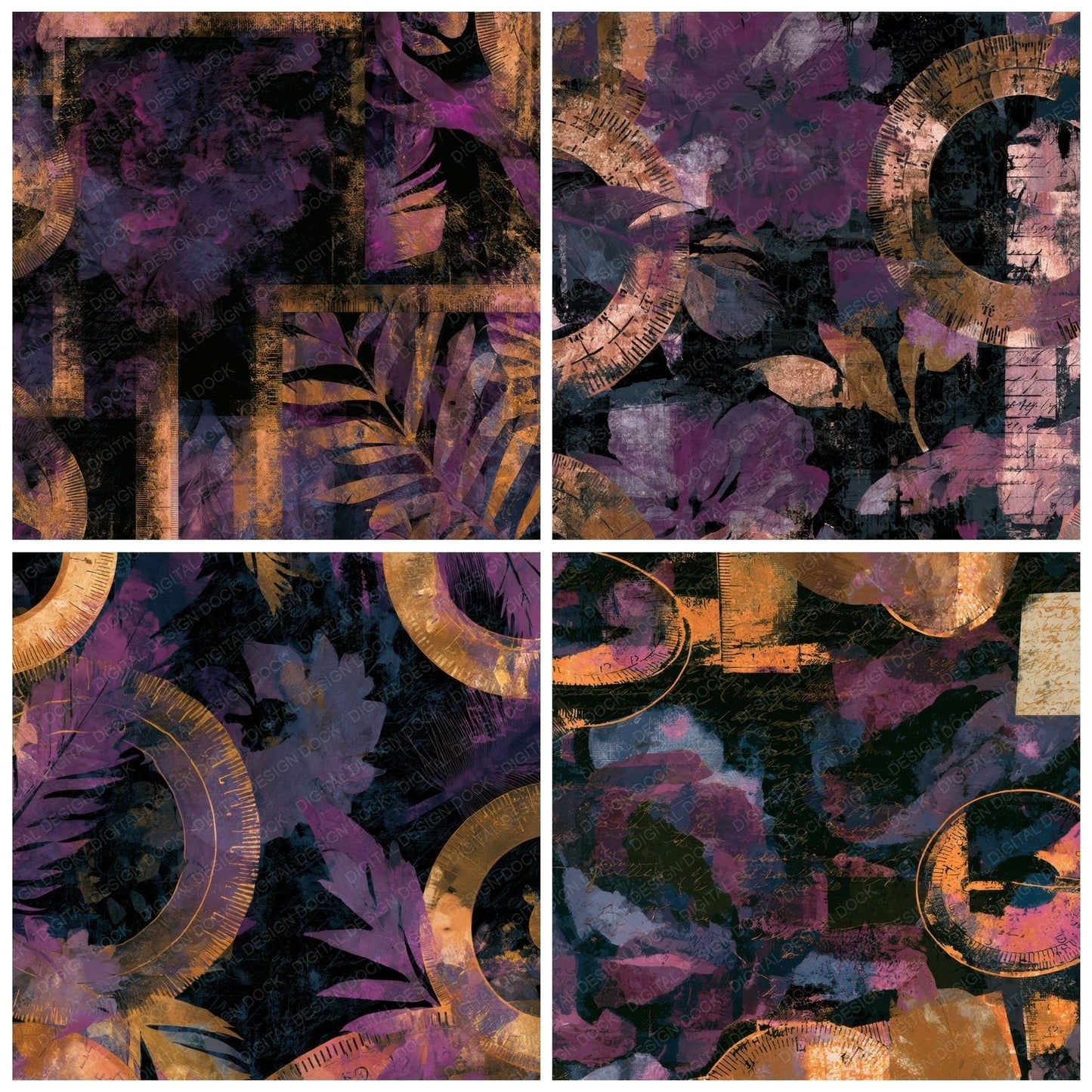 Bohemian Tape Measures Aubergine Pearl Digital Paper Pack (DDD013910)