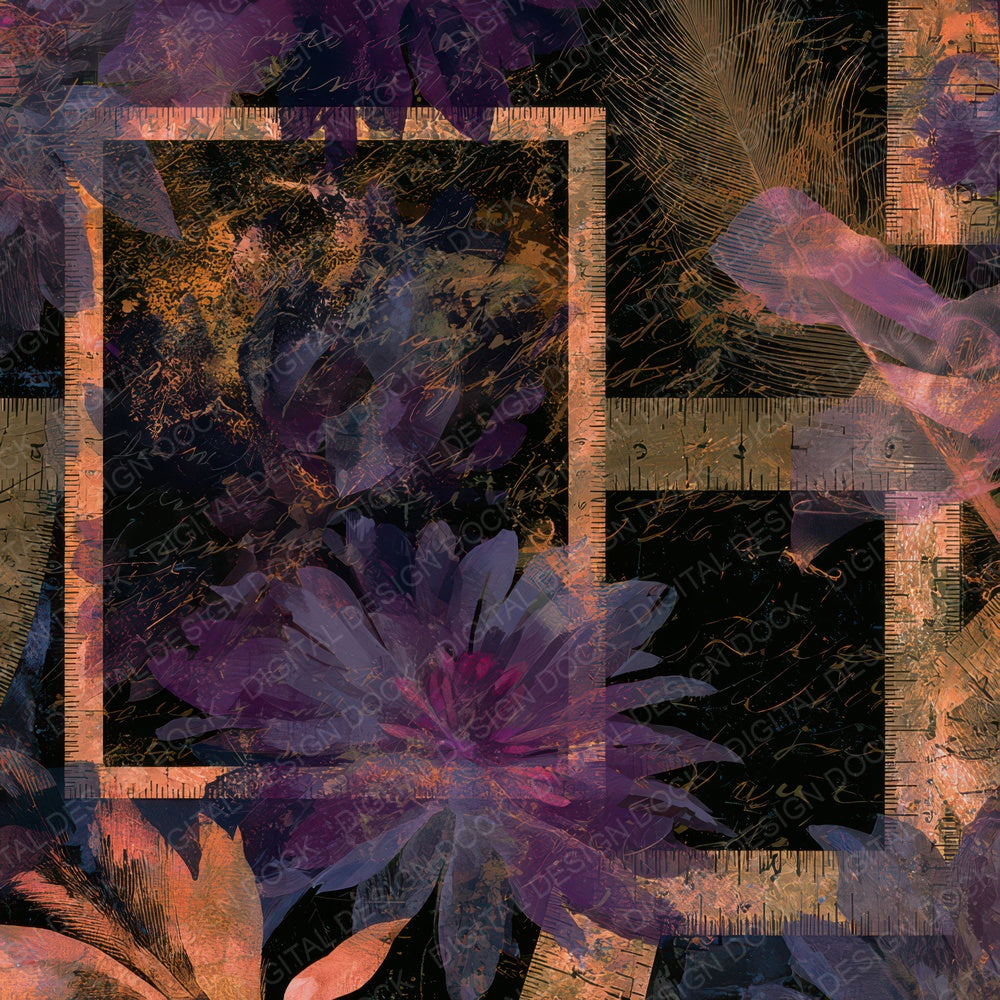 Bohemian Tape Measures Aubergine Pearl Digital Paper Pack (DDD013910)
