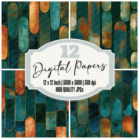 Chinoiserie Skateboard Jade Copper Digital Paper Pack (DDD013911)