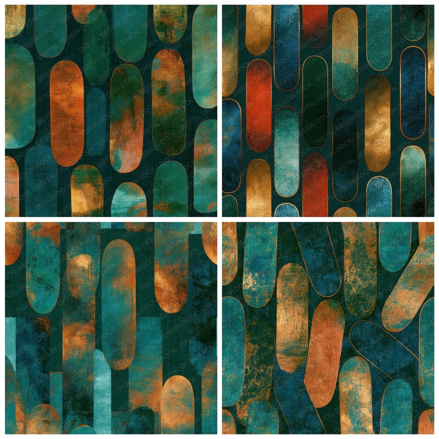 Chinoiserie Skateboard Jade Copper Digital Paper Pack (DDD013911)