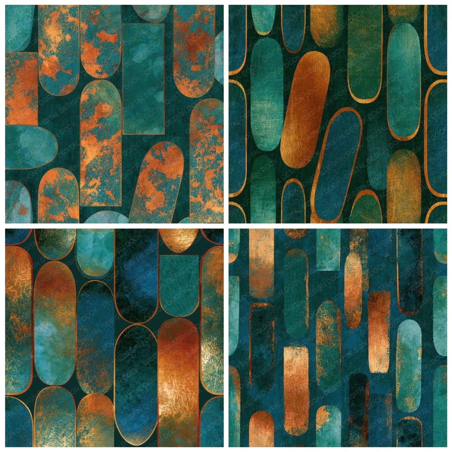 Chinoiserie Skateboard Jade Copper Digital Paper Pack (DDD013911)