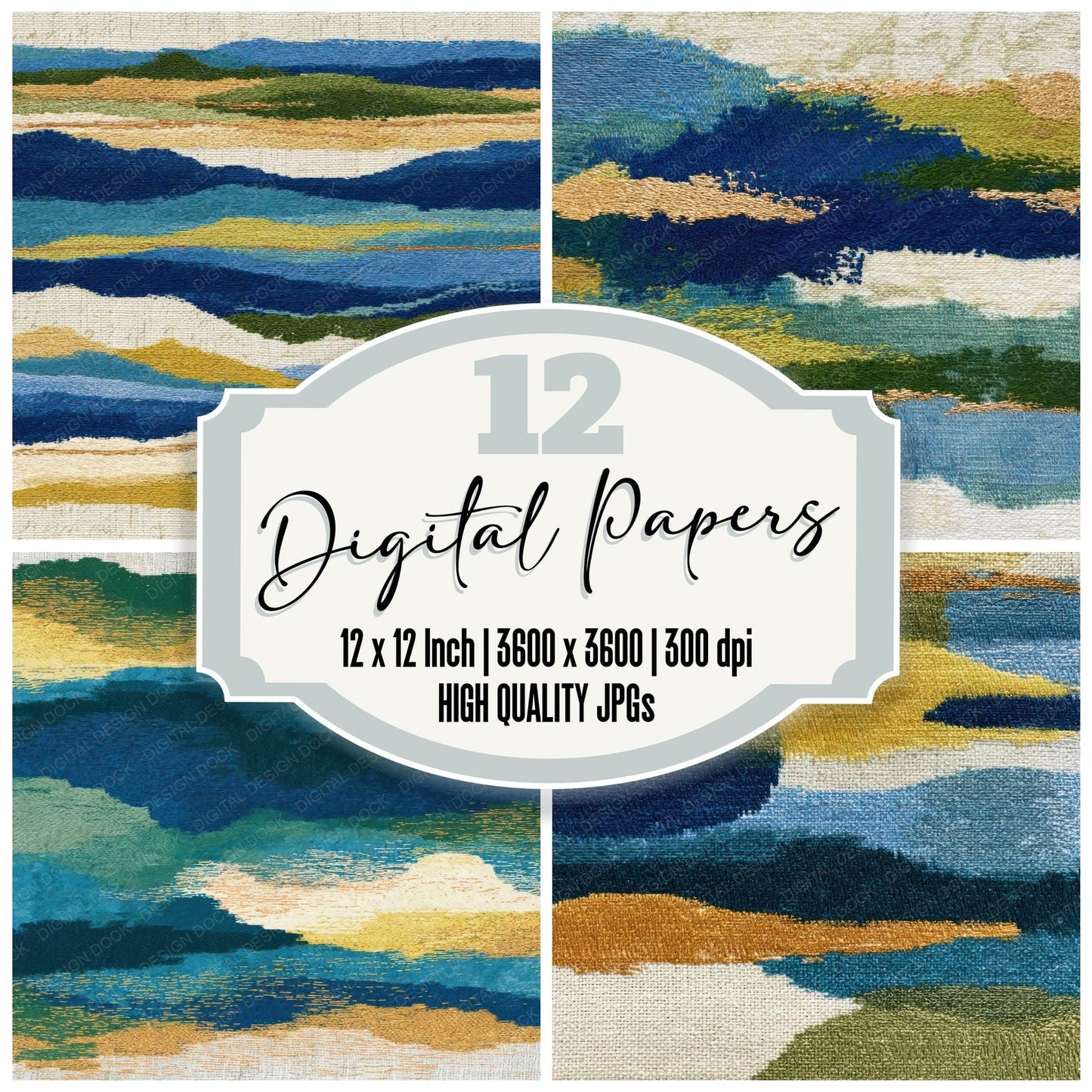 Embroidery Azure Lemon Cypress Tonal Digital Paper Pack (DDD013912)