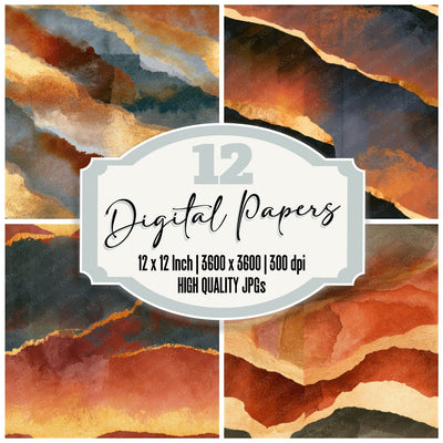 Ink Wash Rust Gold Tonal Seamless Digital Paper Pack (DDD013916)