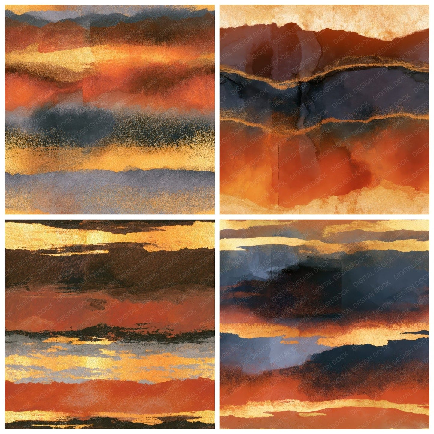 Ink Wash Rust Gold Tonal Seamless Digital Paper Pack (DDD013916)