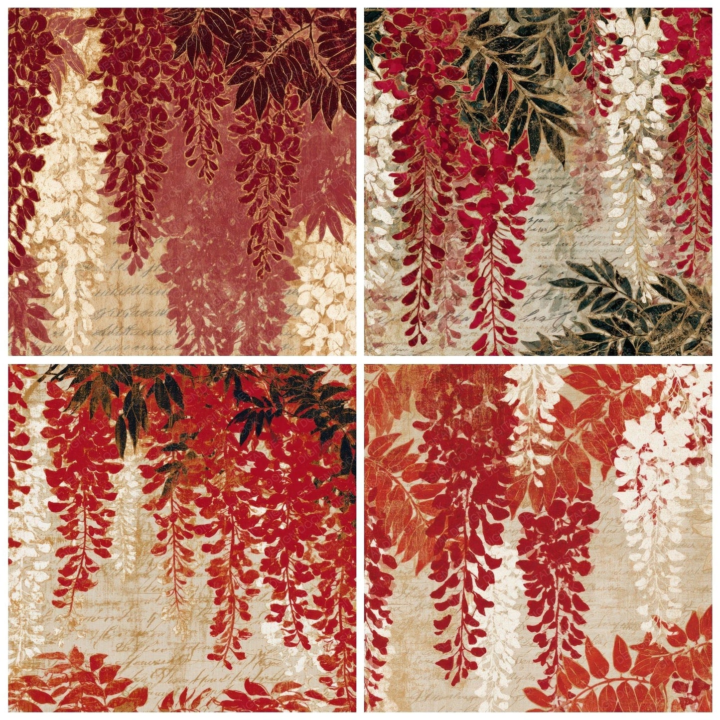 Naturalist Wisteria Crimson White Digital Paper Pack (DDD013918)